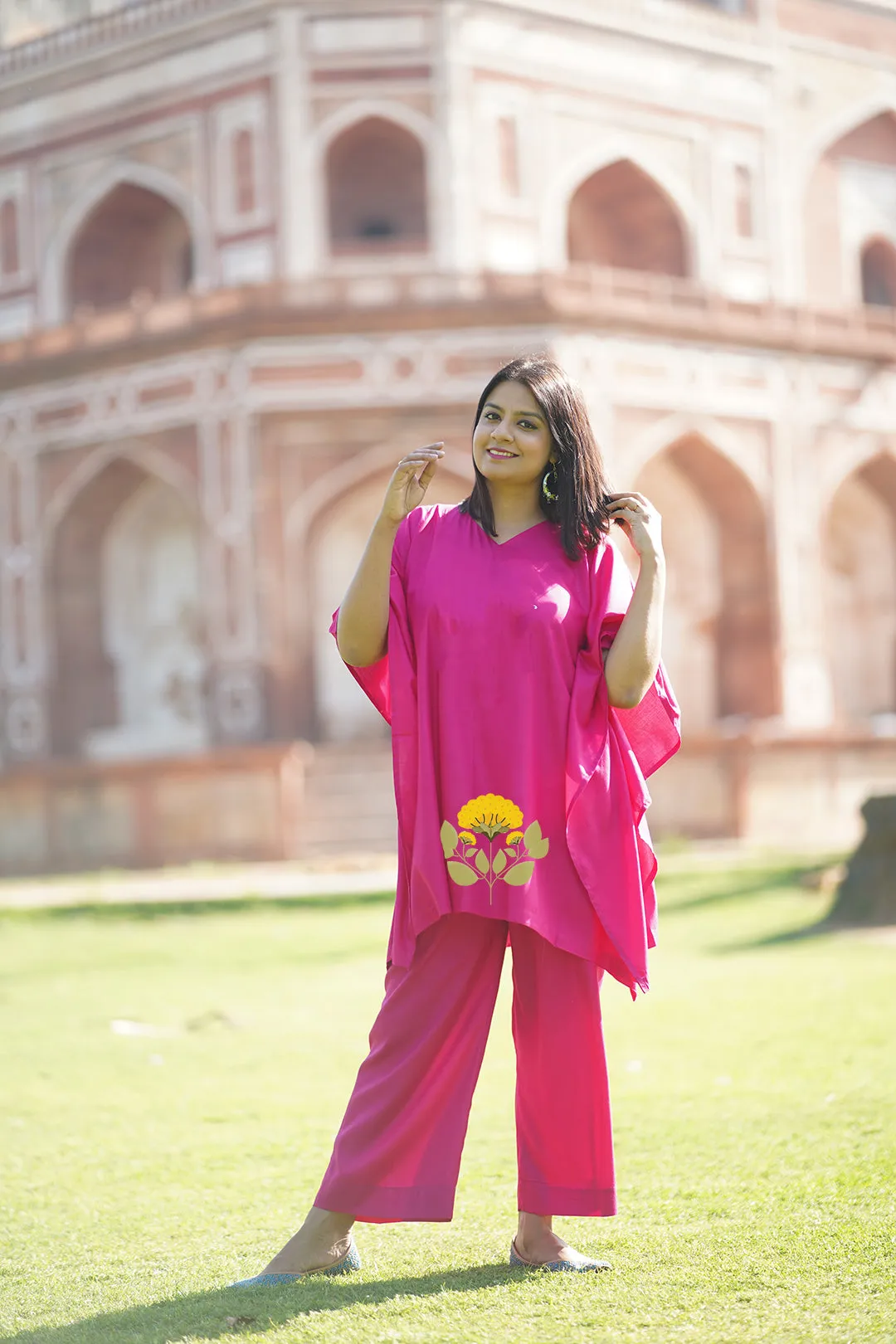 Magenta Rayon Kurti & Palazzo - Nilofer