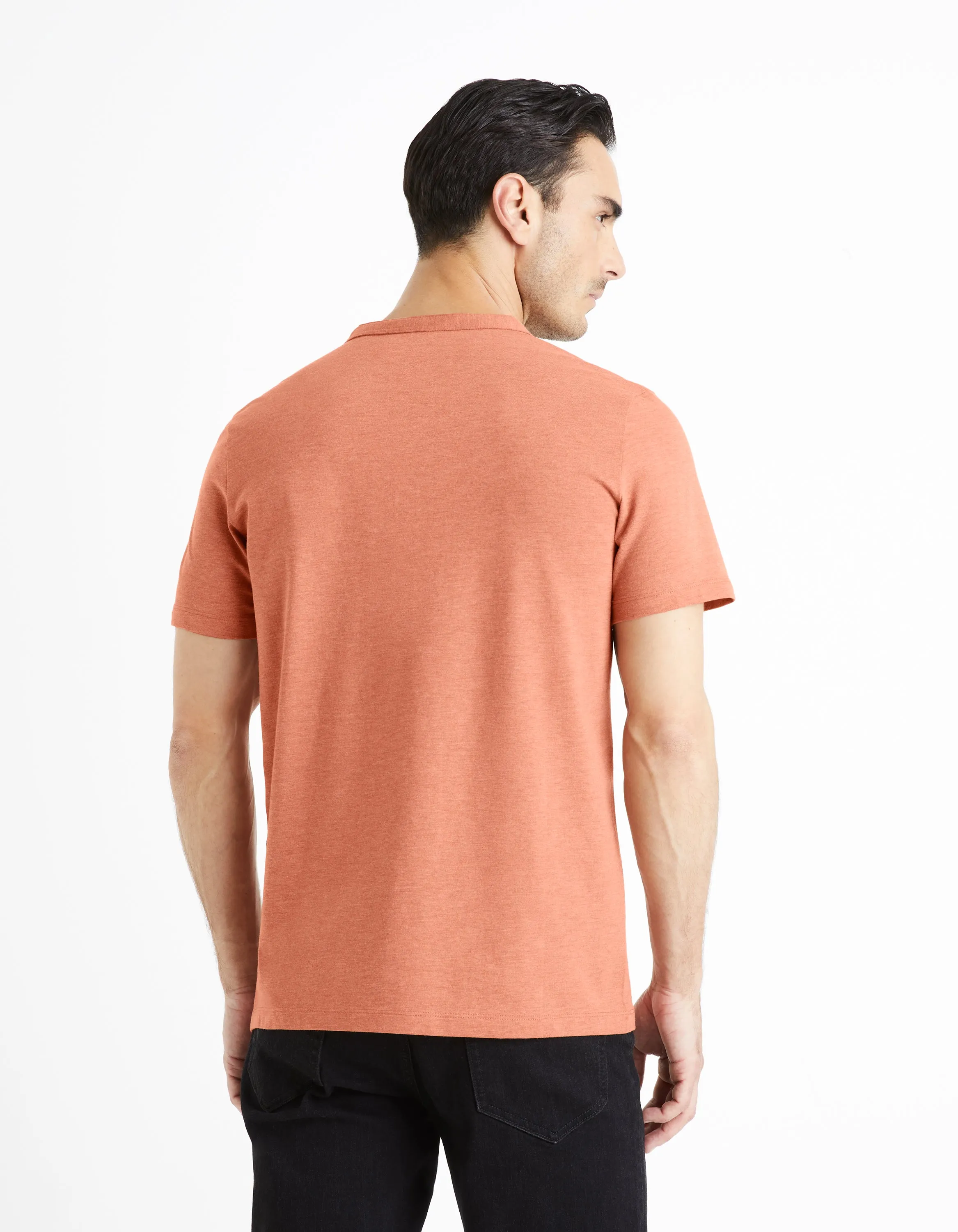 Men - Knitted - T-Shirt - Short sleeves - Henley collar