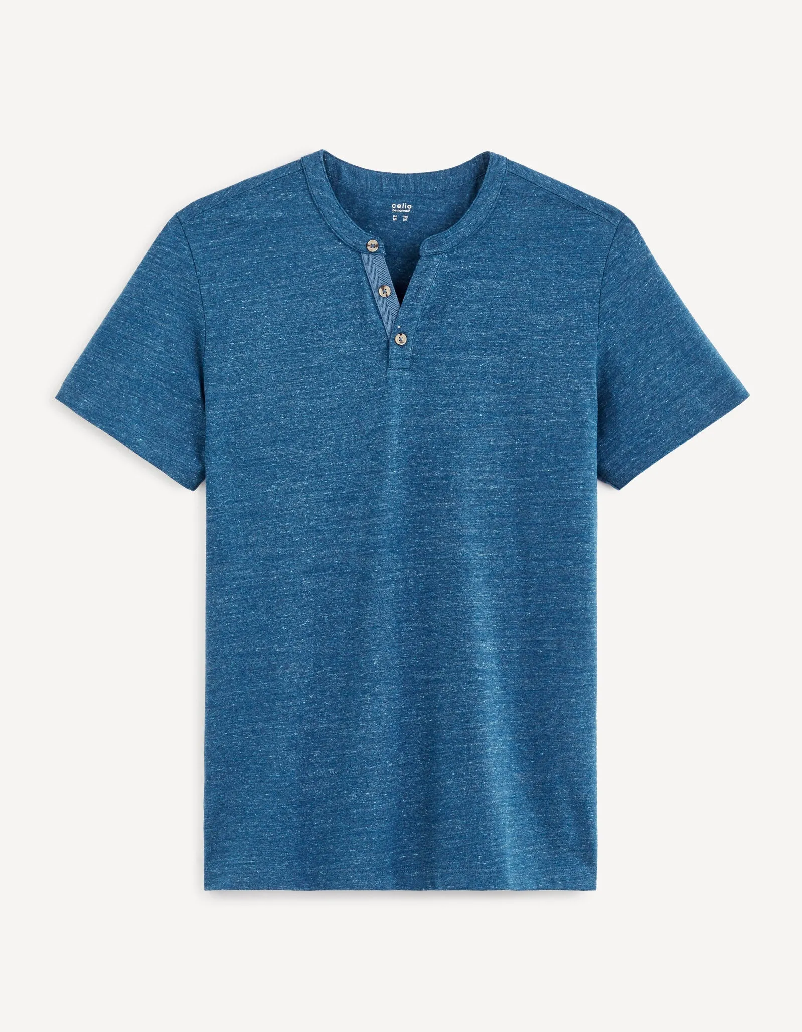 Men - Knitted - T-Shirt - Short sleeves - Henley collar