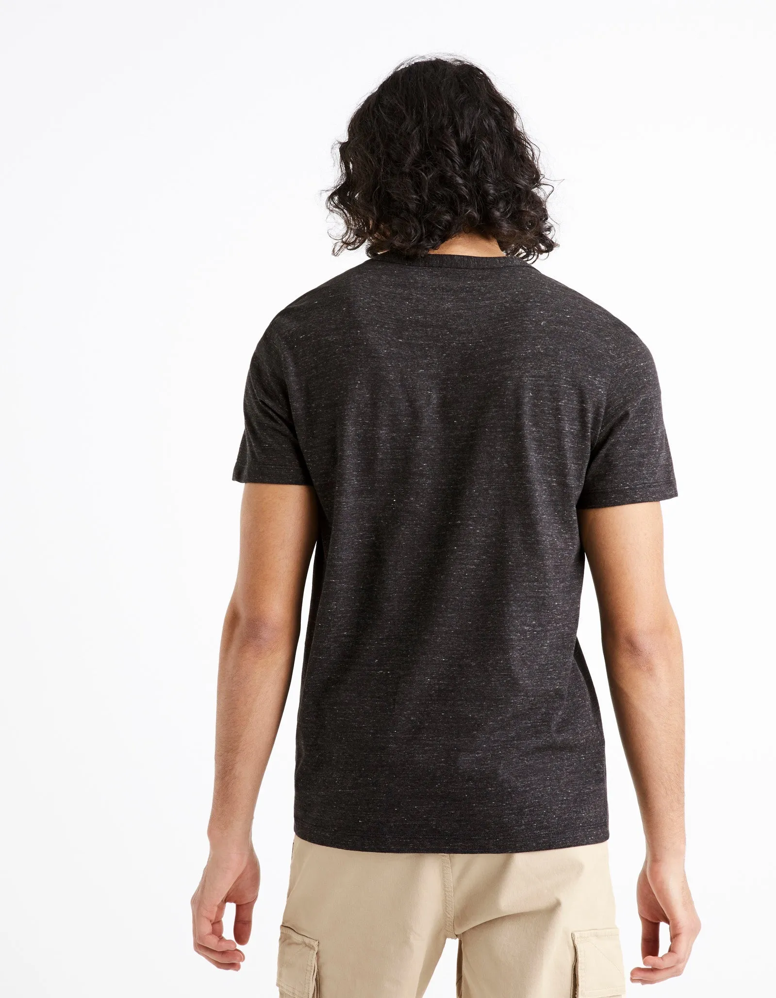 Men - Knitted - T-Shirt - Short sleeves - Henley collar