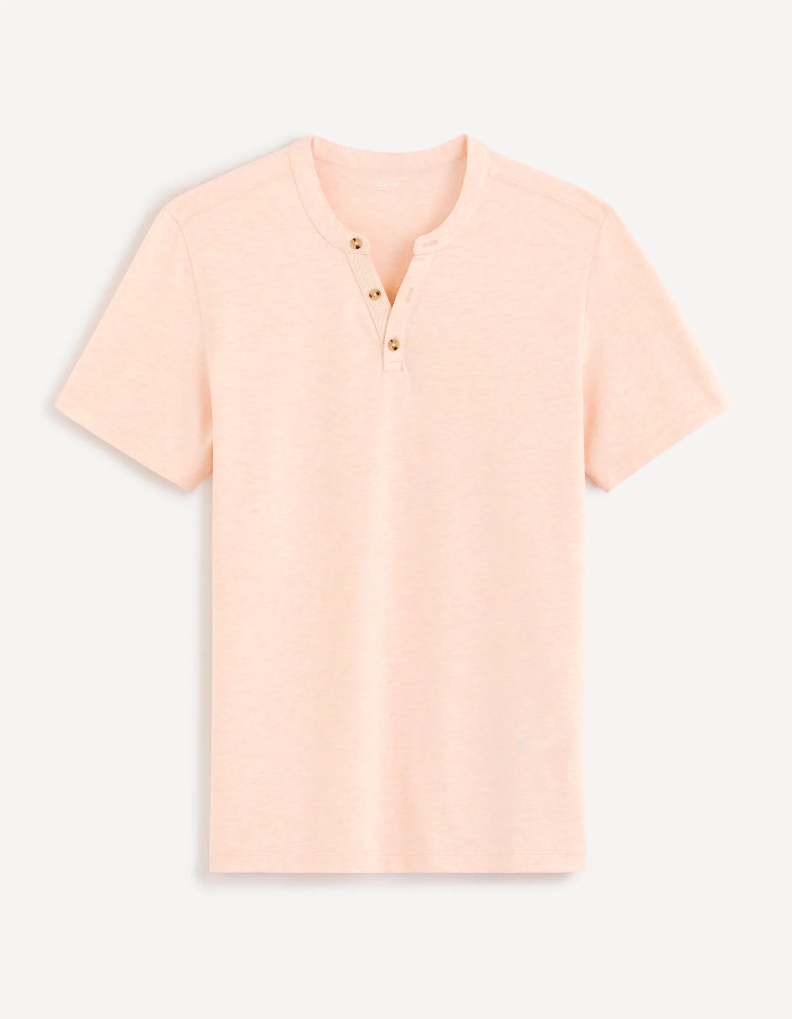 Men - Knitted - T-Shirt - Short sleeves - Henley collar