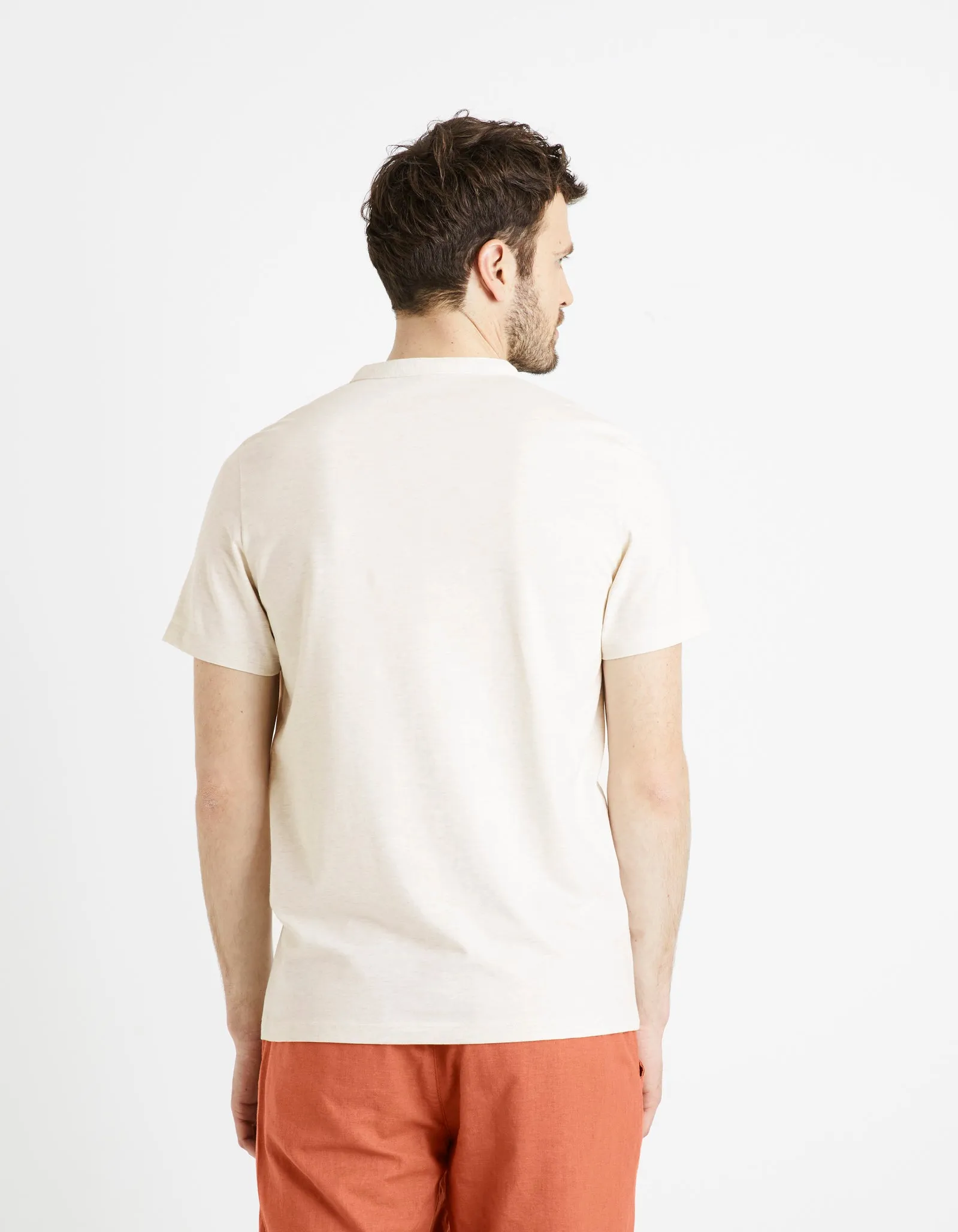 Men - Knitted - T-Shirt - Short sleeves - Henley collar