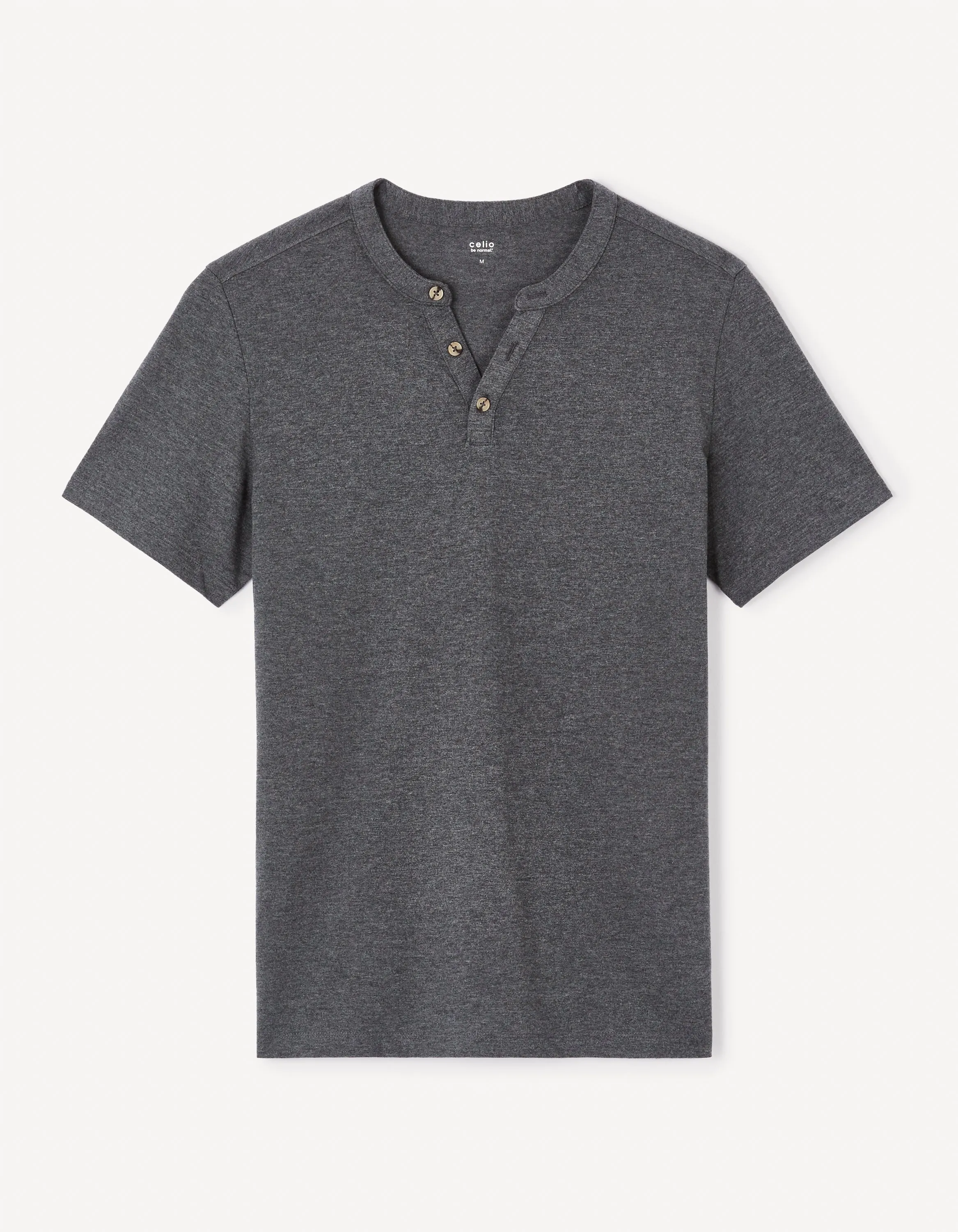 Men - Knitted - T-Shirt - Short sleeves - Henley collar