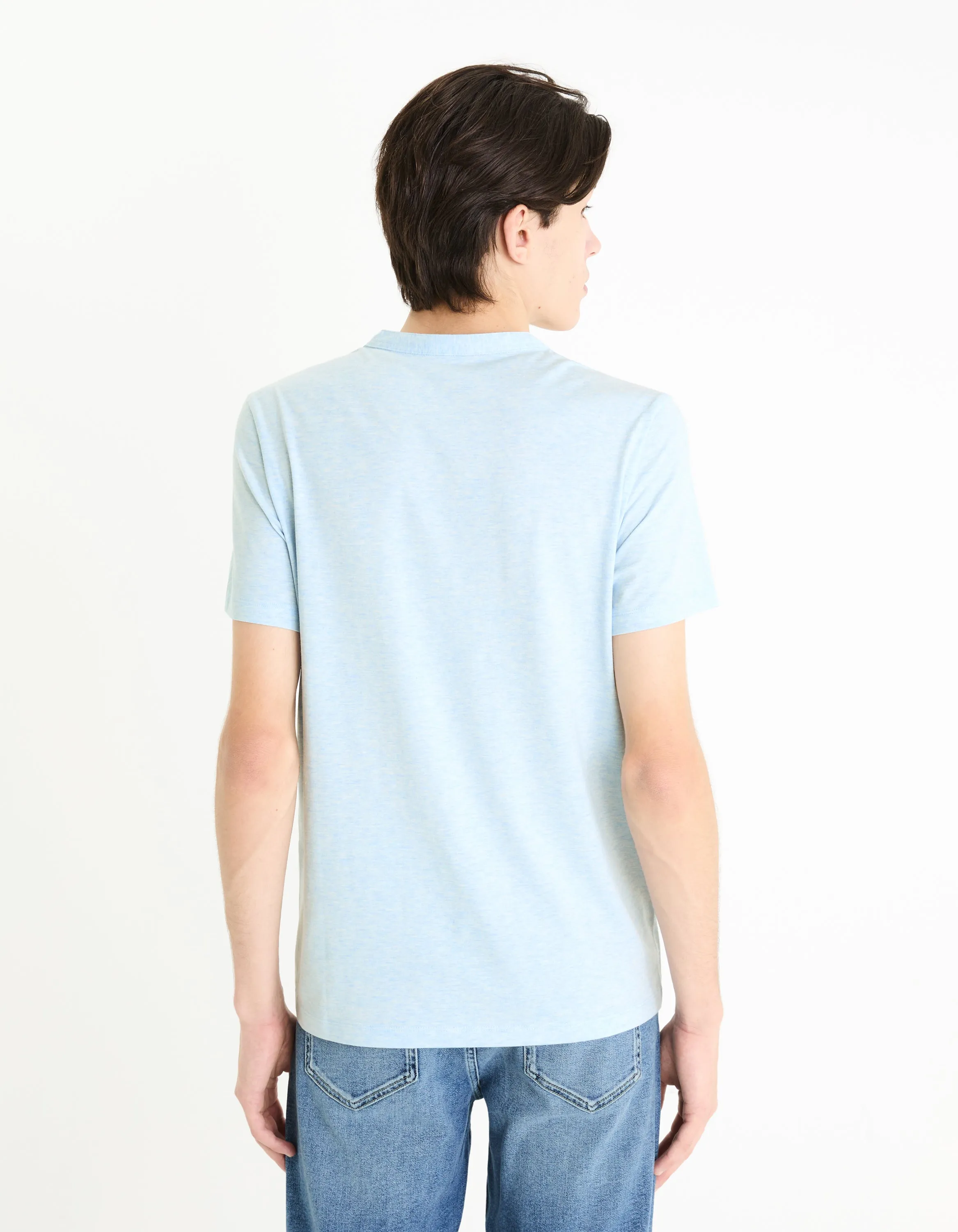 Men - Knitted - T-Shirt - Short sleeves - Henley collar