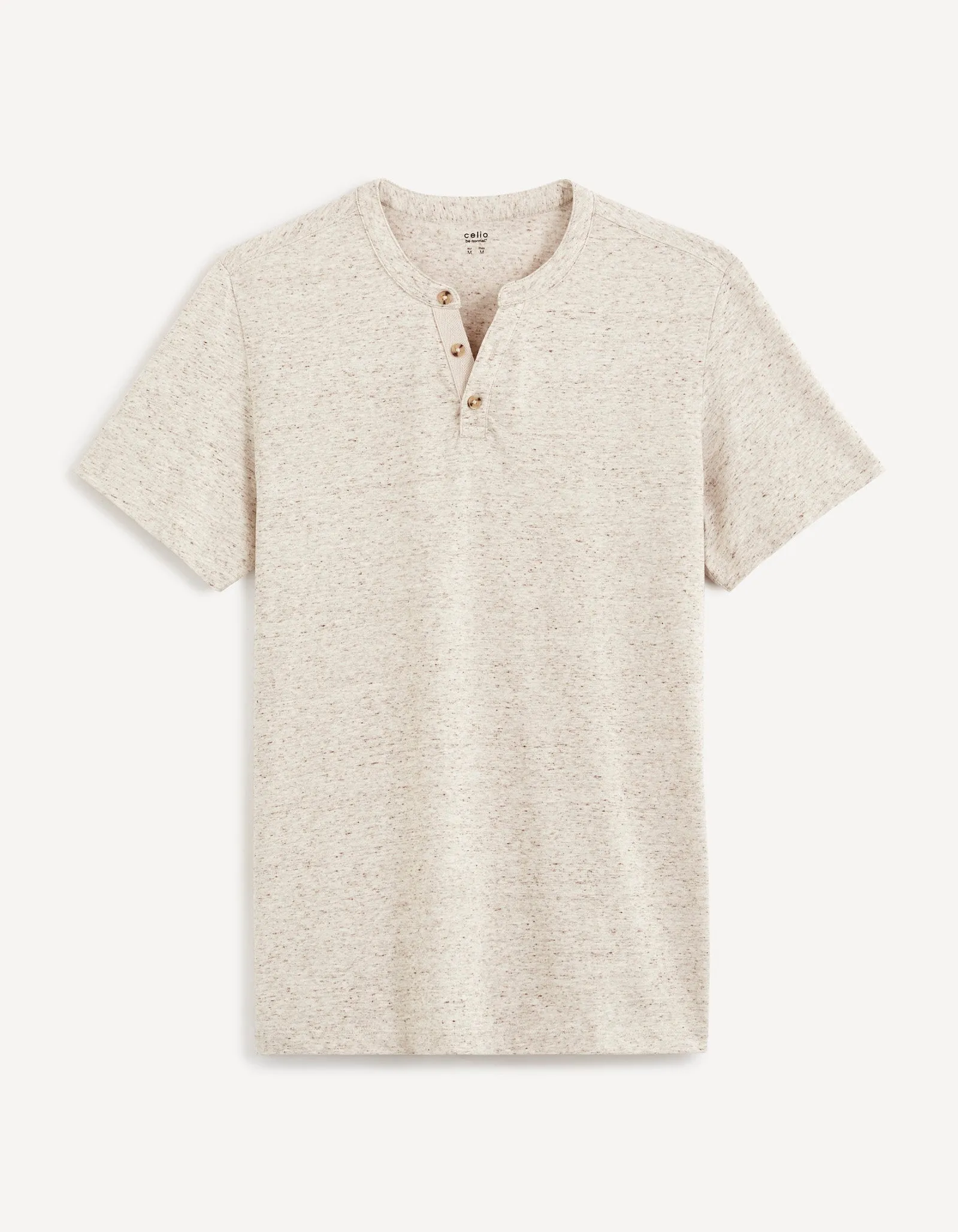 Men - Knitted - T-Shirt - Short sleeves - Henley collar