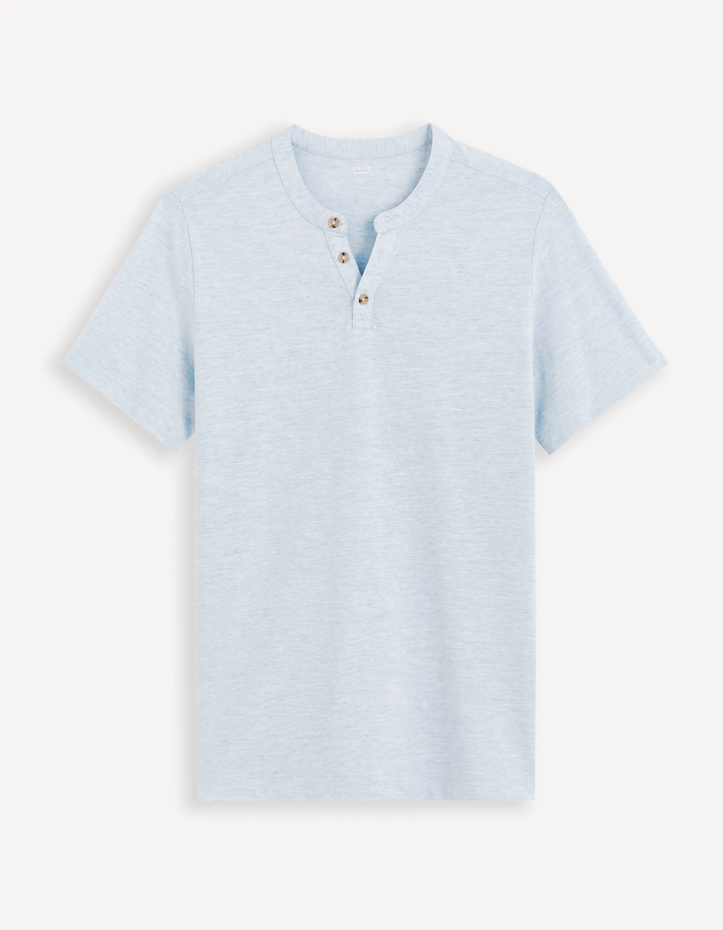 Men - Knitted - T-Shirt - Short sleeves - Henley collar