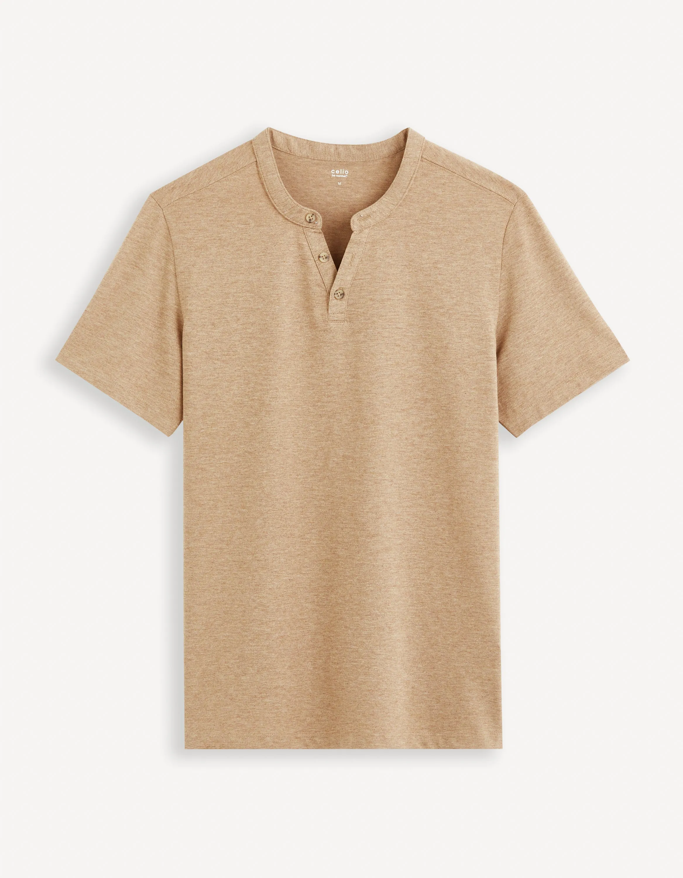 Men - Knitted - T-Shirt - Short sleeves - Henley collar