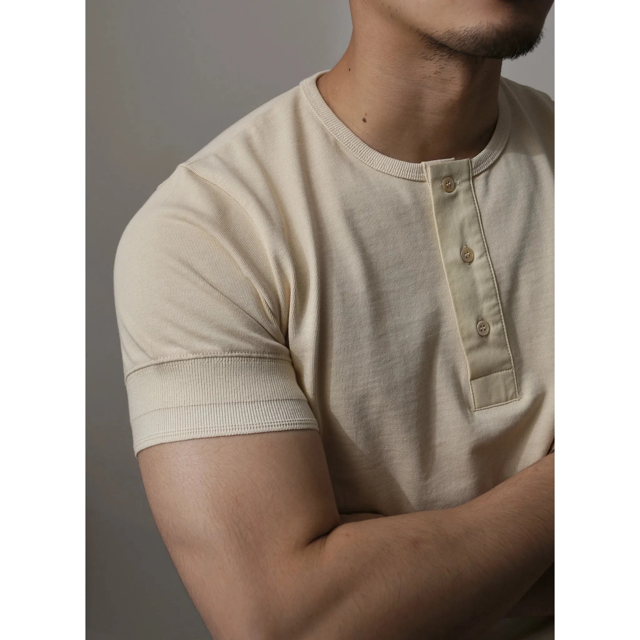 Men's Henley Shirt - Short Sleeves - Pure Cotton - Classic Style