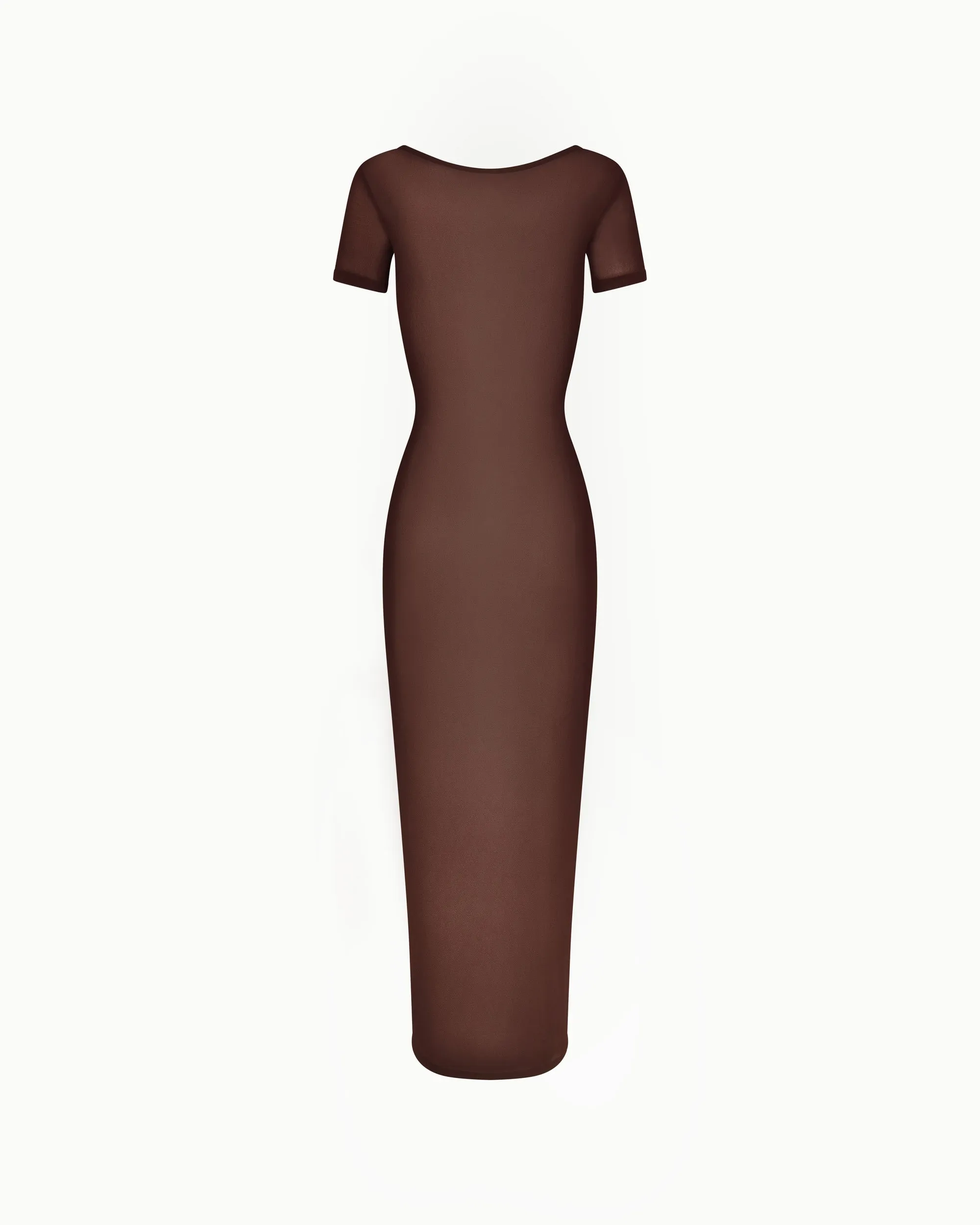 Mesh Scoop Neck Maxi Dress | Chocolate