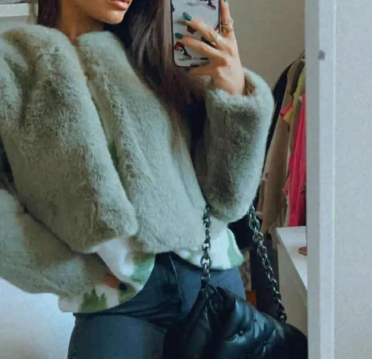 Millie faux fur sage jacket