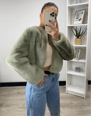 Millie faux fur sage jacket