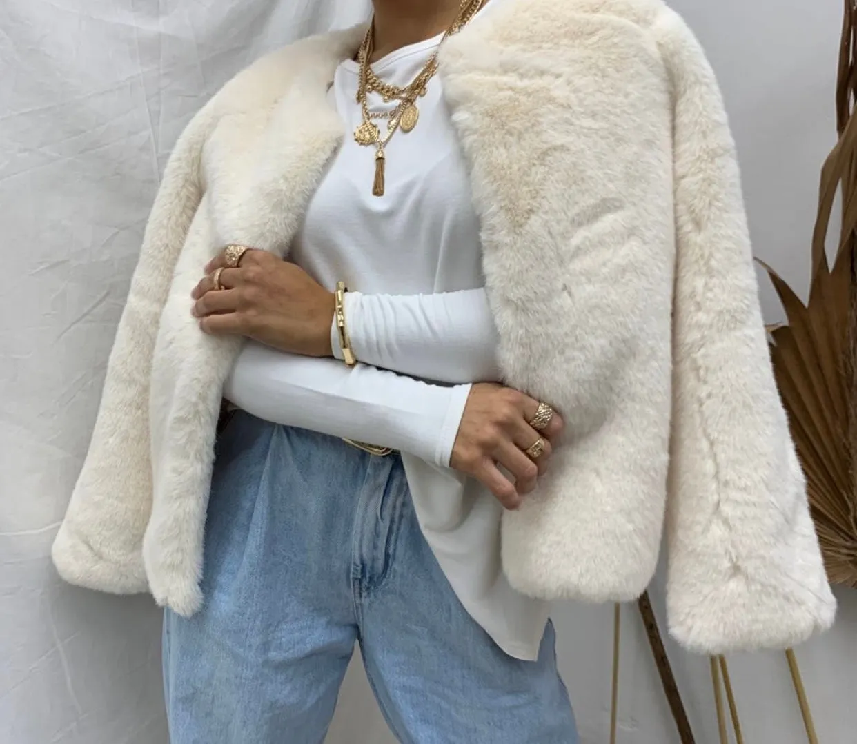 Millie milk faux fur jacket