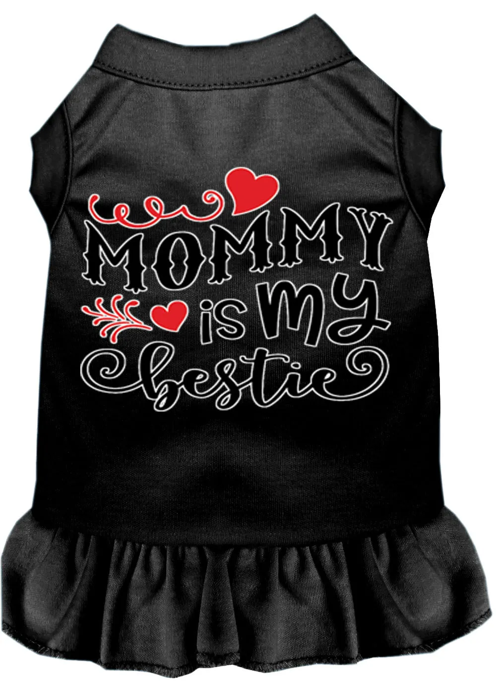 Mommy Is My Bestie Screen Print Dog Dress Black Xs (8)