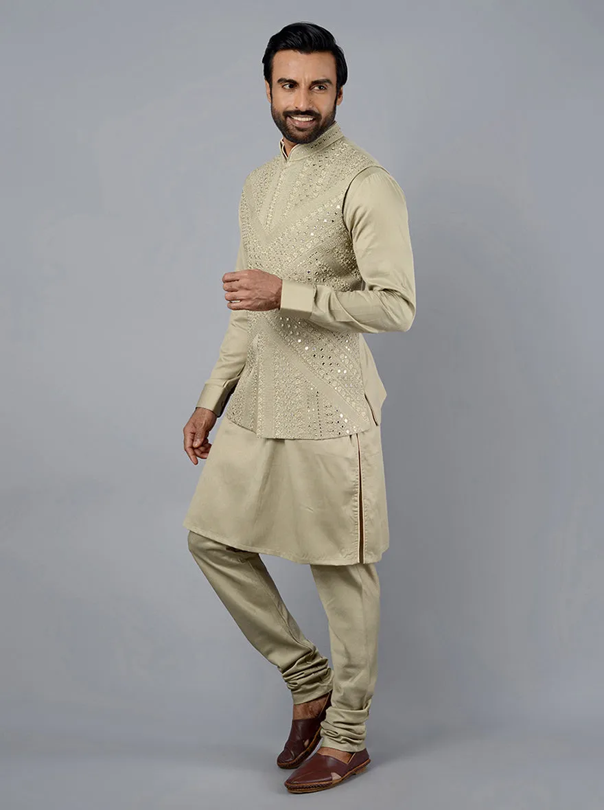 Olive Green Kurta Set With Koti | TULA