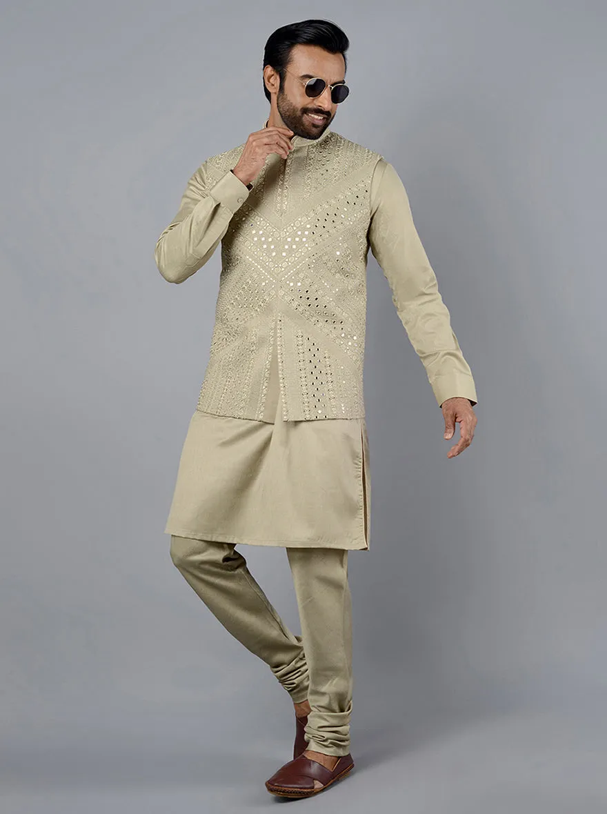 Olive Green Kurta Set With Koti | TULA