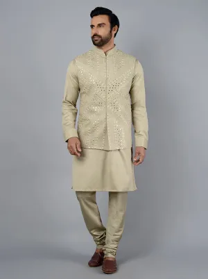 Olive Green Kurta Set With Koti | TULA