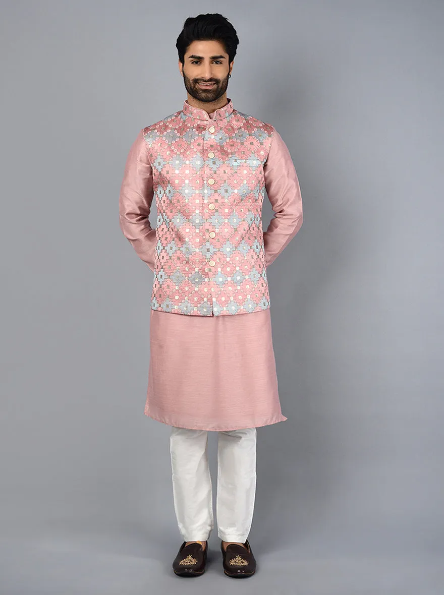 Onion Pink Kurta Set With Koti | TULA