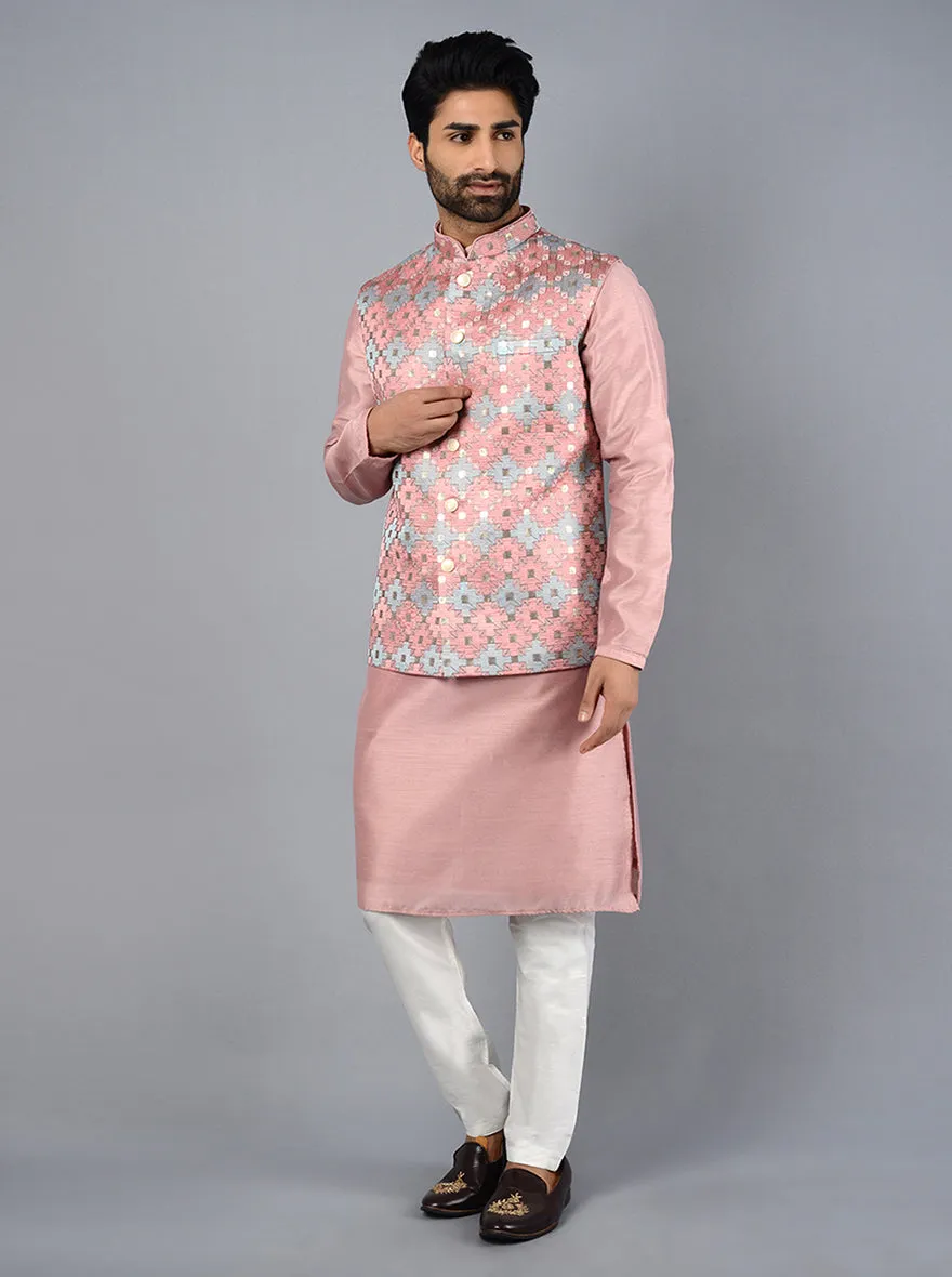 Onion Pink Kurta Set With Koti | TULA