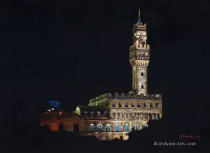 Palazzo Vecchio Florence Italy Pastel Art