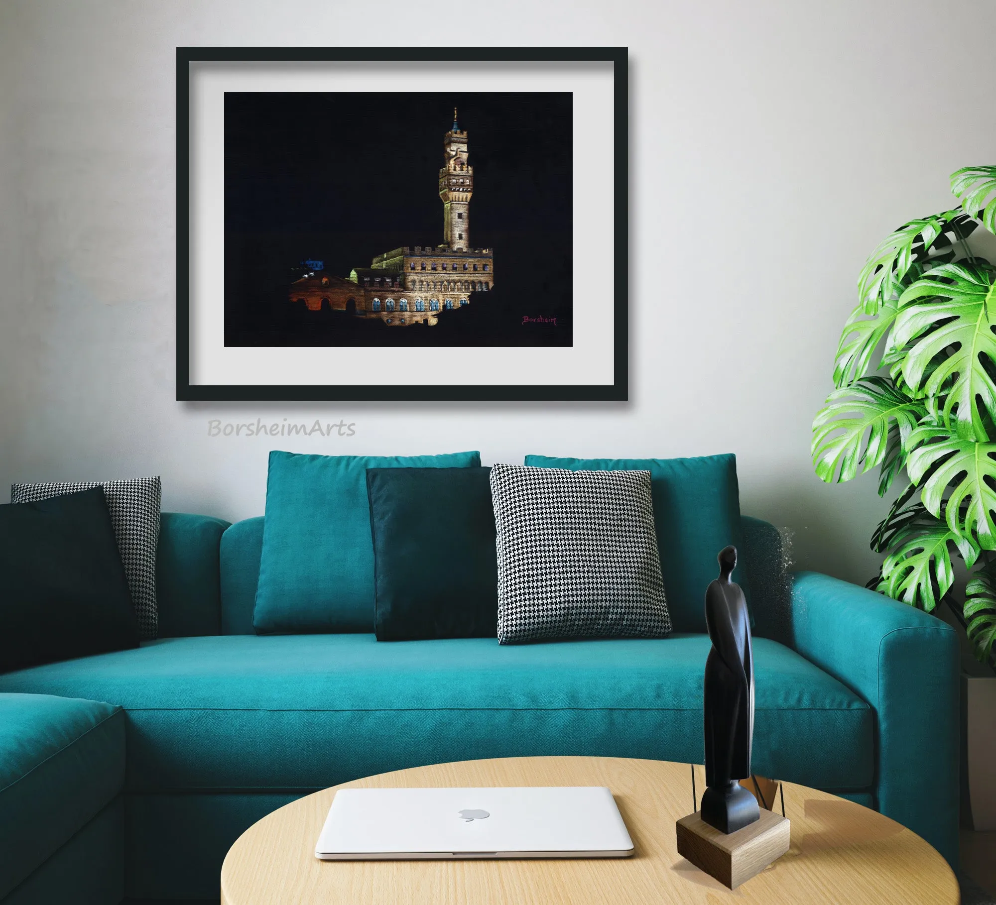 Palazzo Vecchio Florence Italy Pastel Art