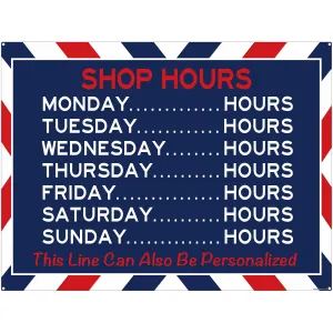 Personalized Barber Shop Hours Metal Sign