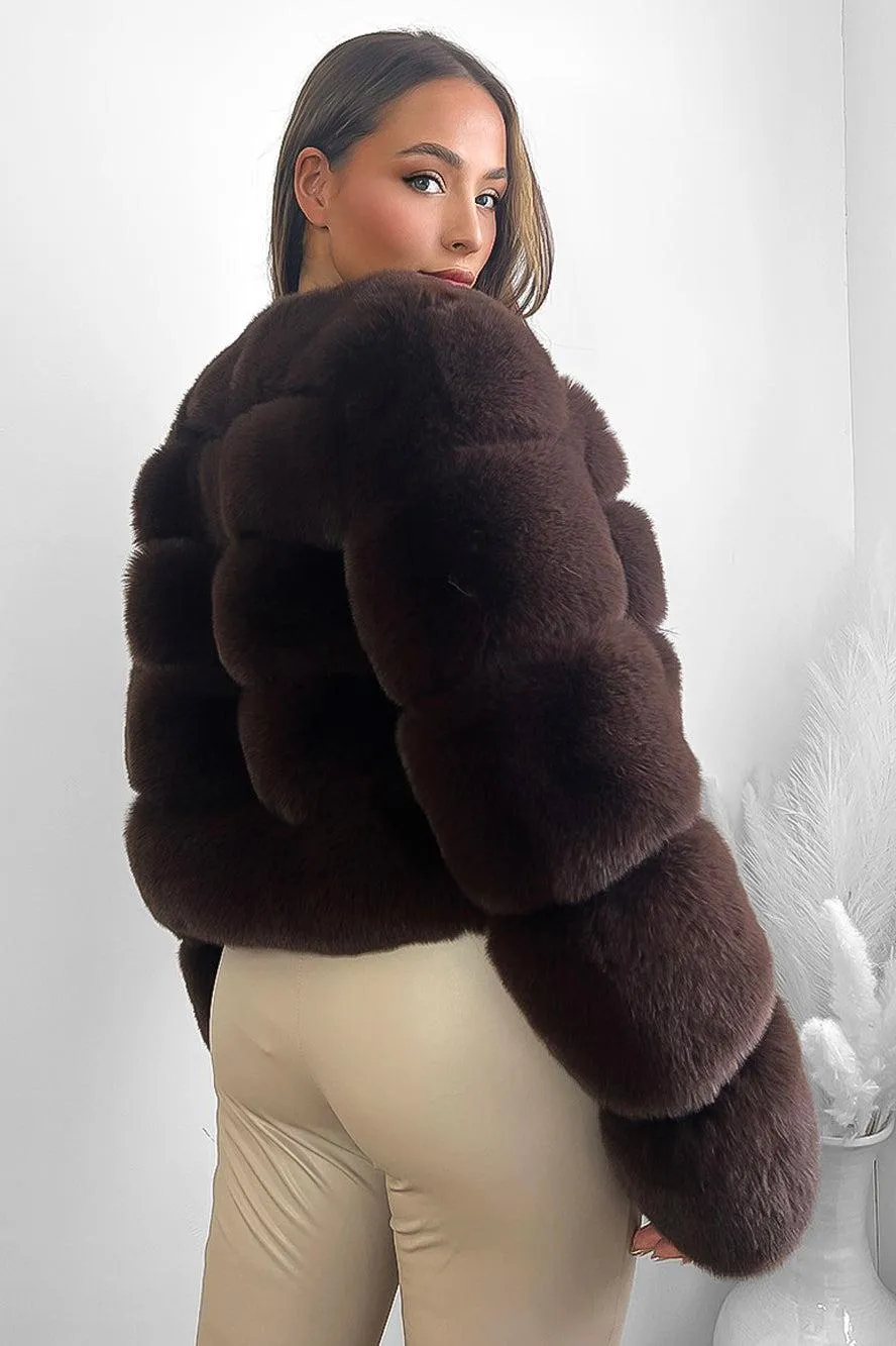 Quilted Faux Fur Cropped Puffer Jacket