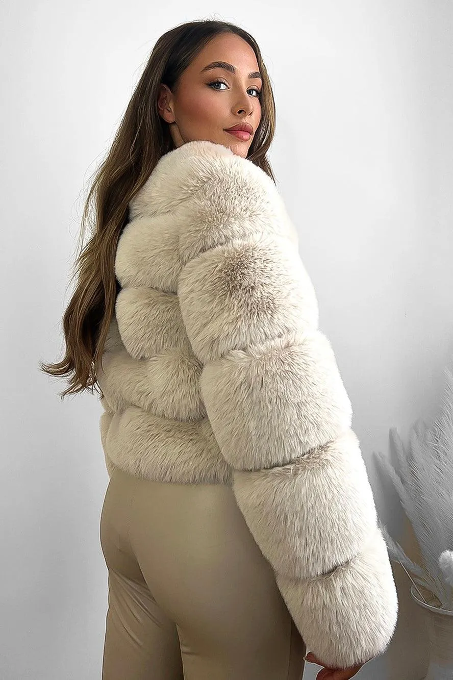 Quilted Faux Fur Cropped Puffer Jacket