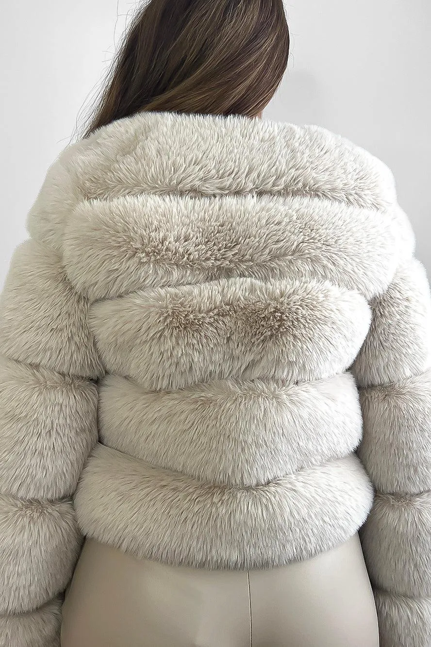 Quilted Faux Fur Cropped Puffer Jacket