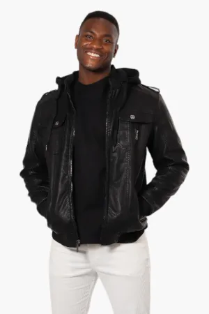 Randy River Hooded Vegan Leather Moto Jacket - Black