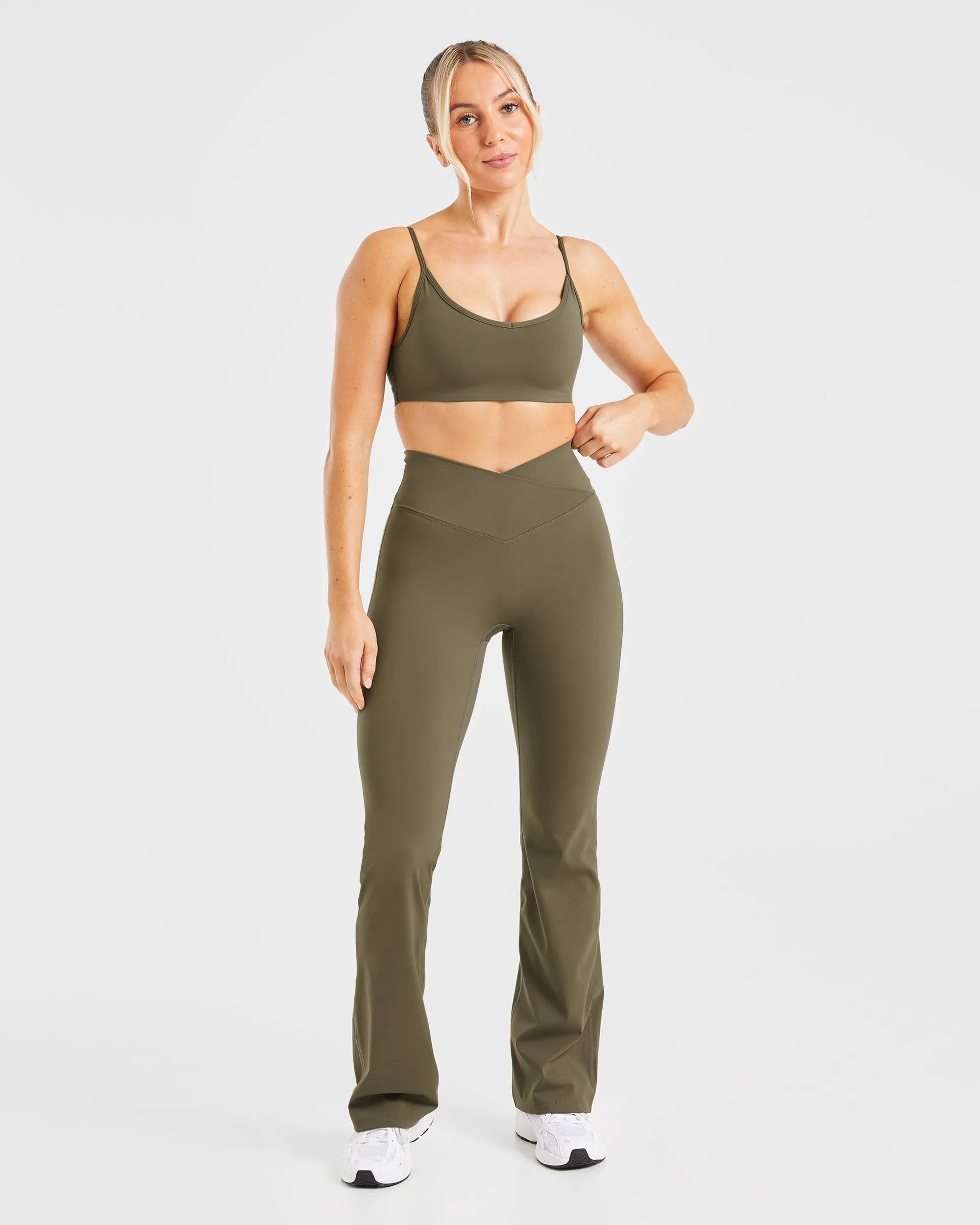 Sculpt Wrap Flared Leggings - Deep Khaki