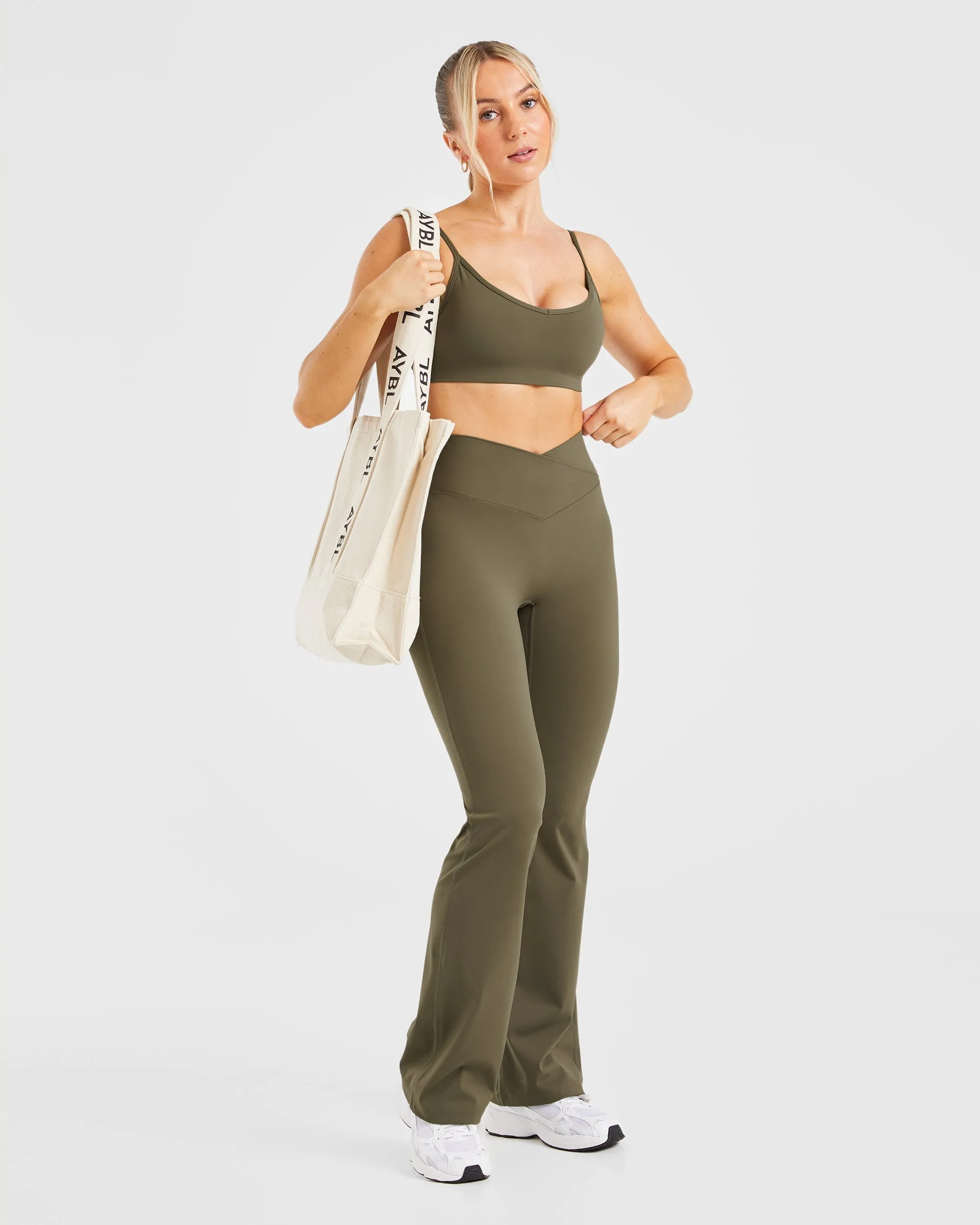 Sculpt Wrap Flared Leggings - Deep Khaki