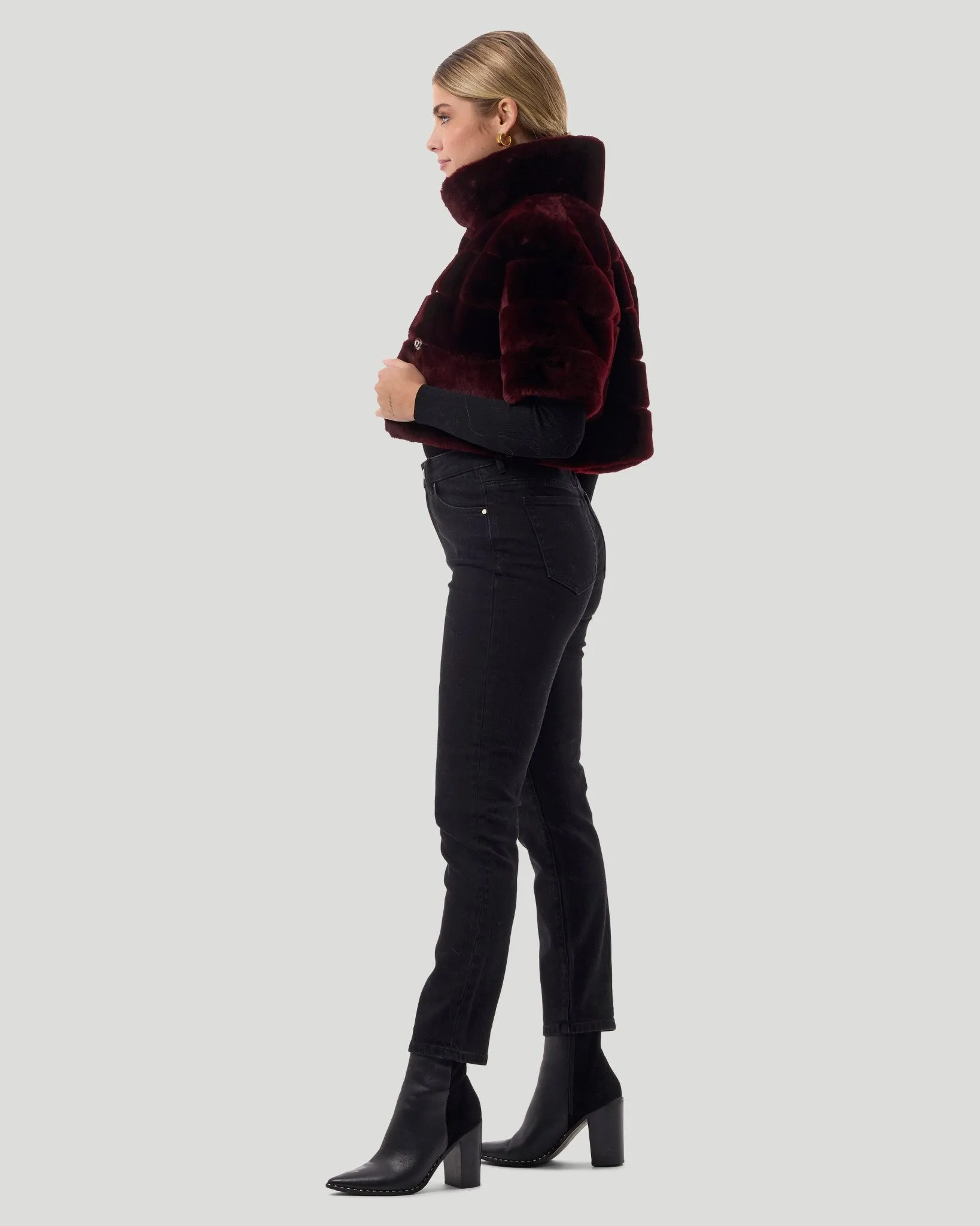 Select Shearling Lamb Bolero with Cropped Sleeves