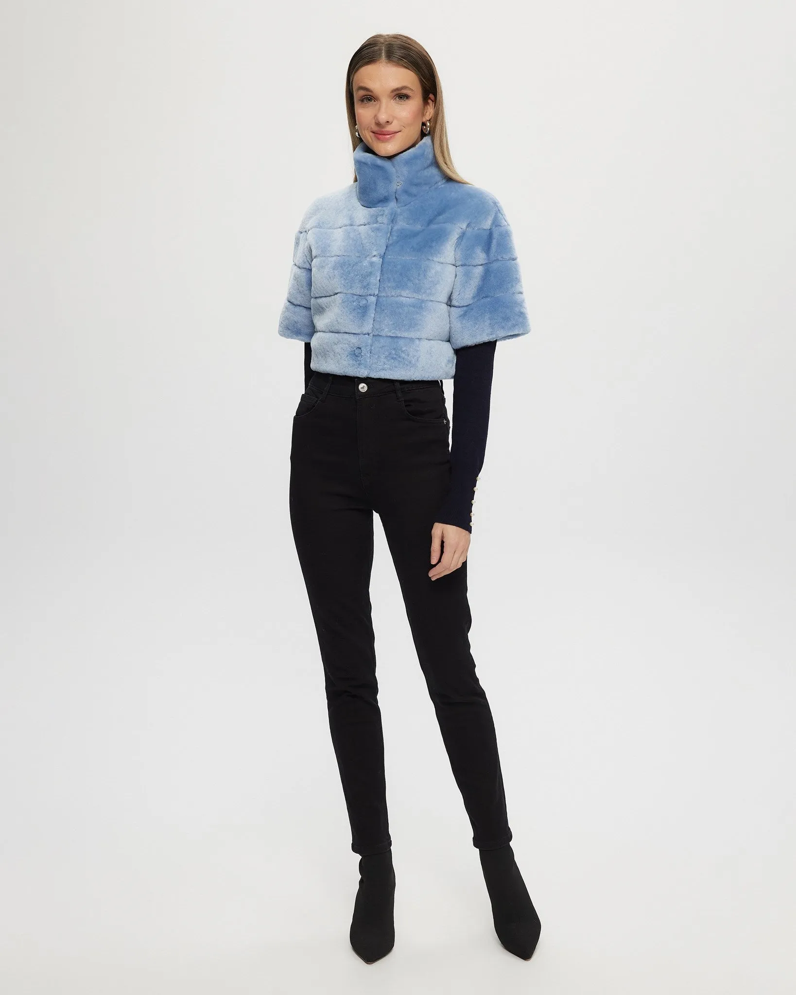 Select Shearling Lamb Bolero with Cropped Sleeves