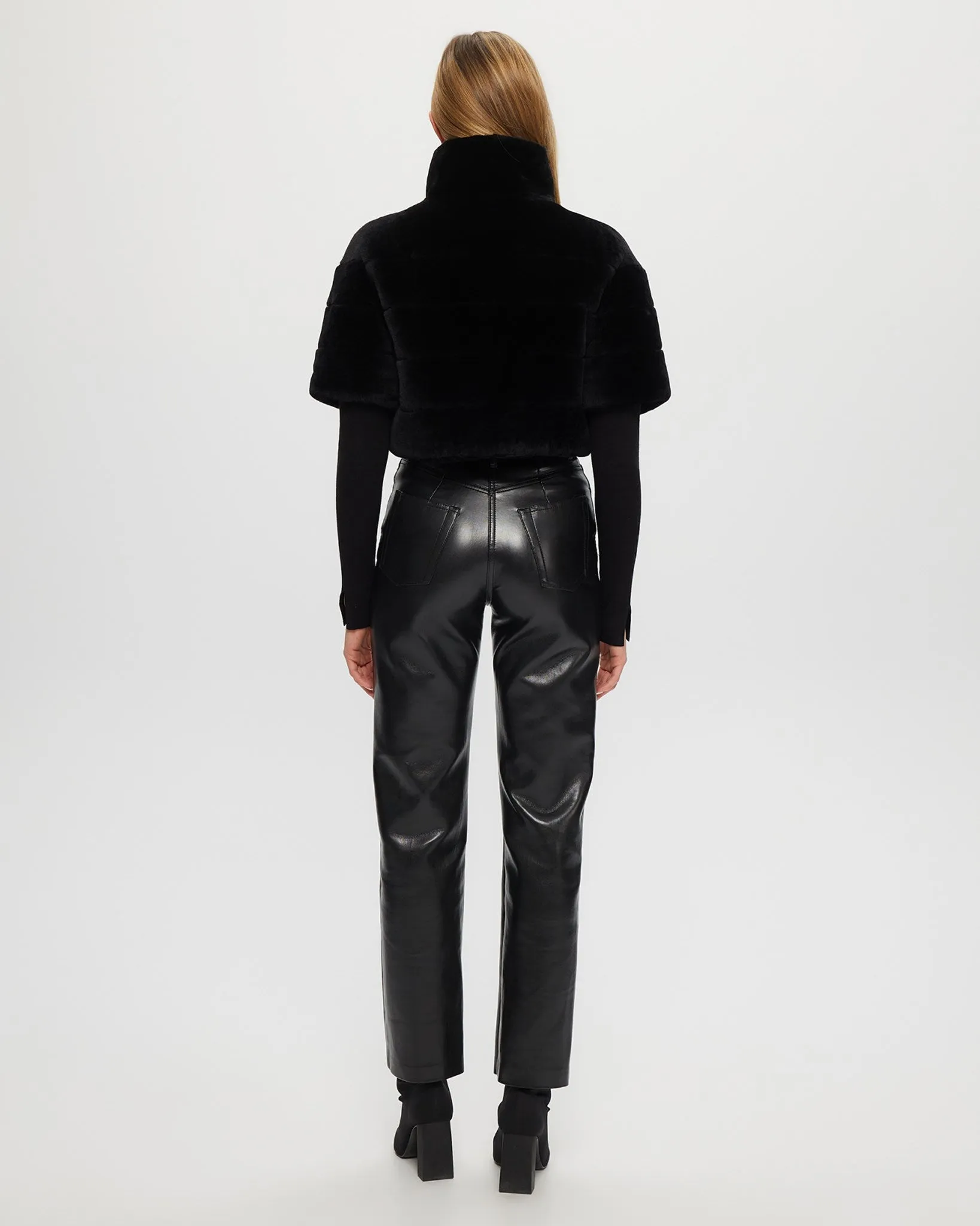 Select Shearling Lamb Bolero with Cropped Sleeves