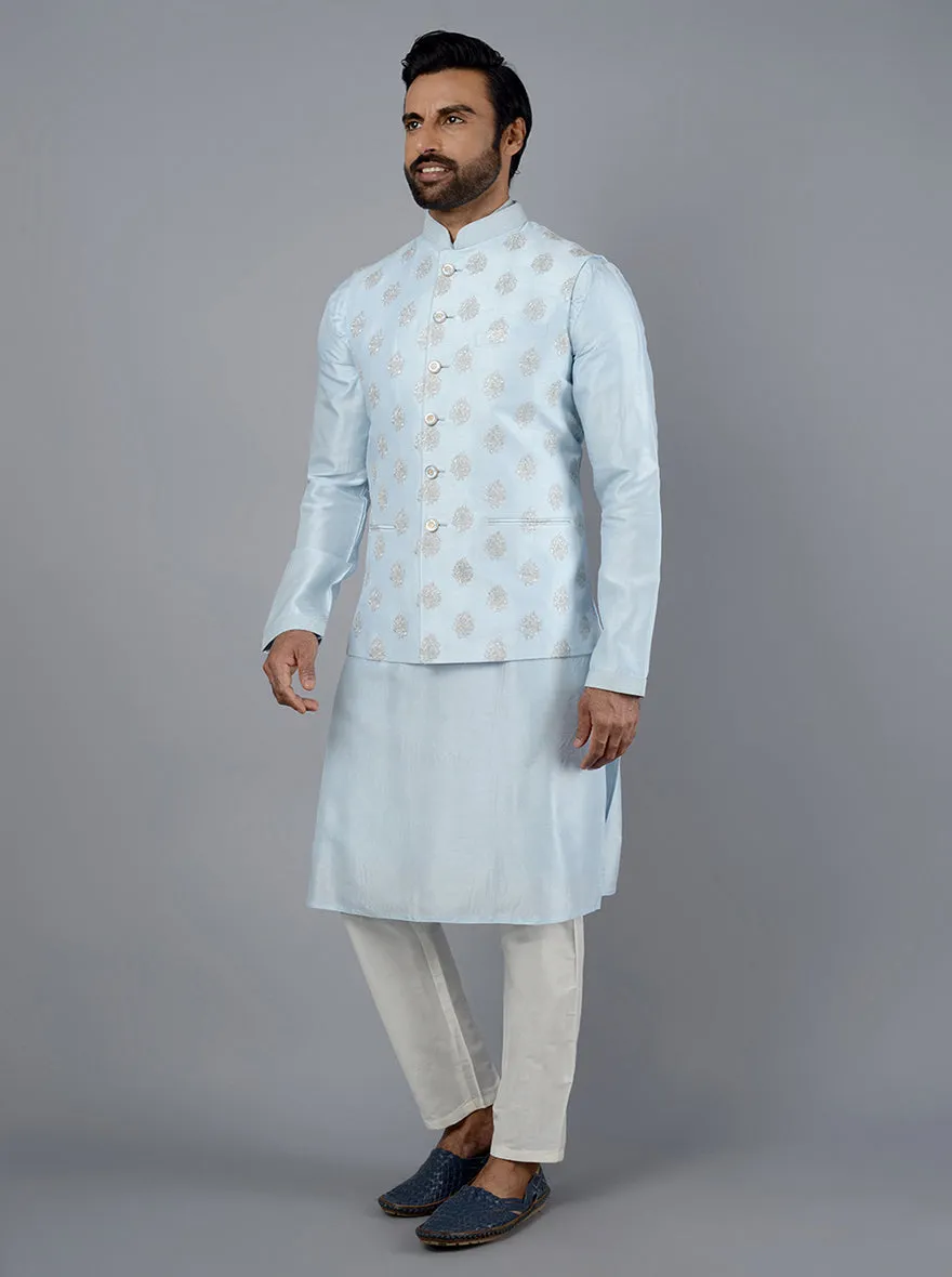 Sky Blue Kurta Set With Koti | TULA