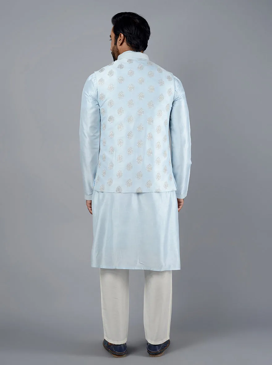 Sky Blue Kurta Set With Koti | TULA