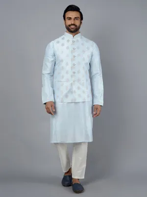 Sky Blue Kurta Set With Koti | TULA