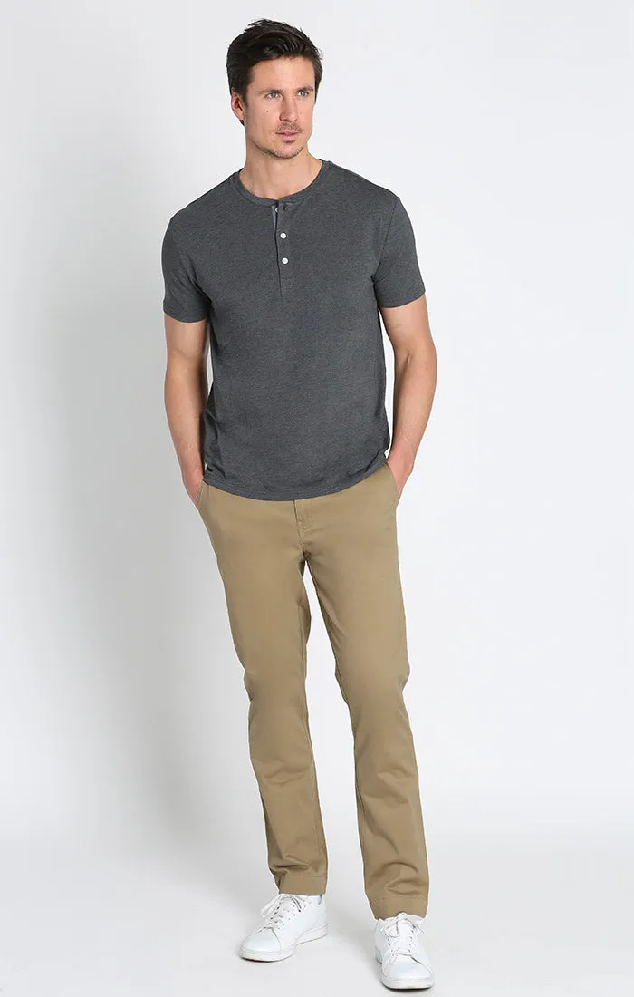 Stretch Pima Blend Short Sleeve Henley