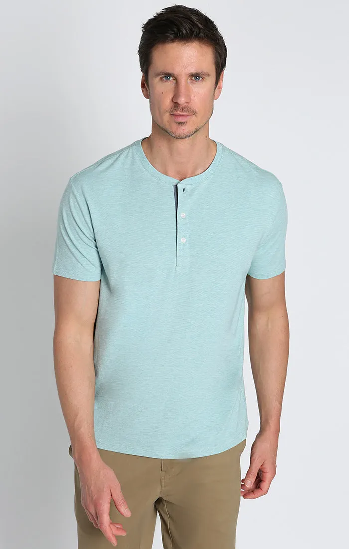 Stretch Pima Blend Short Sleeve Henley