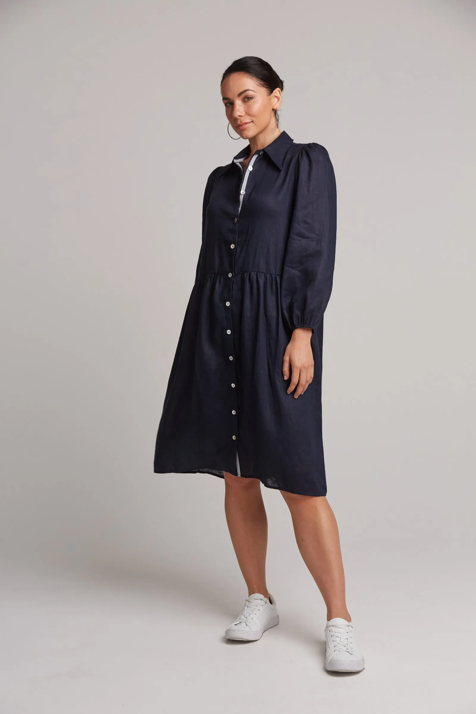 Studio Midi Shirt Dress - Navy