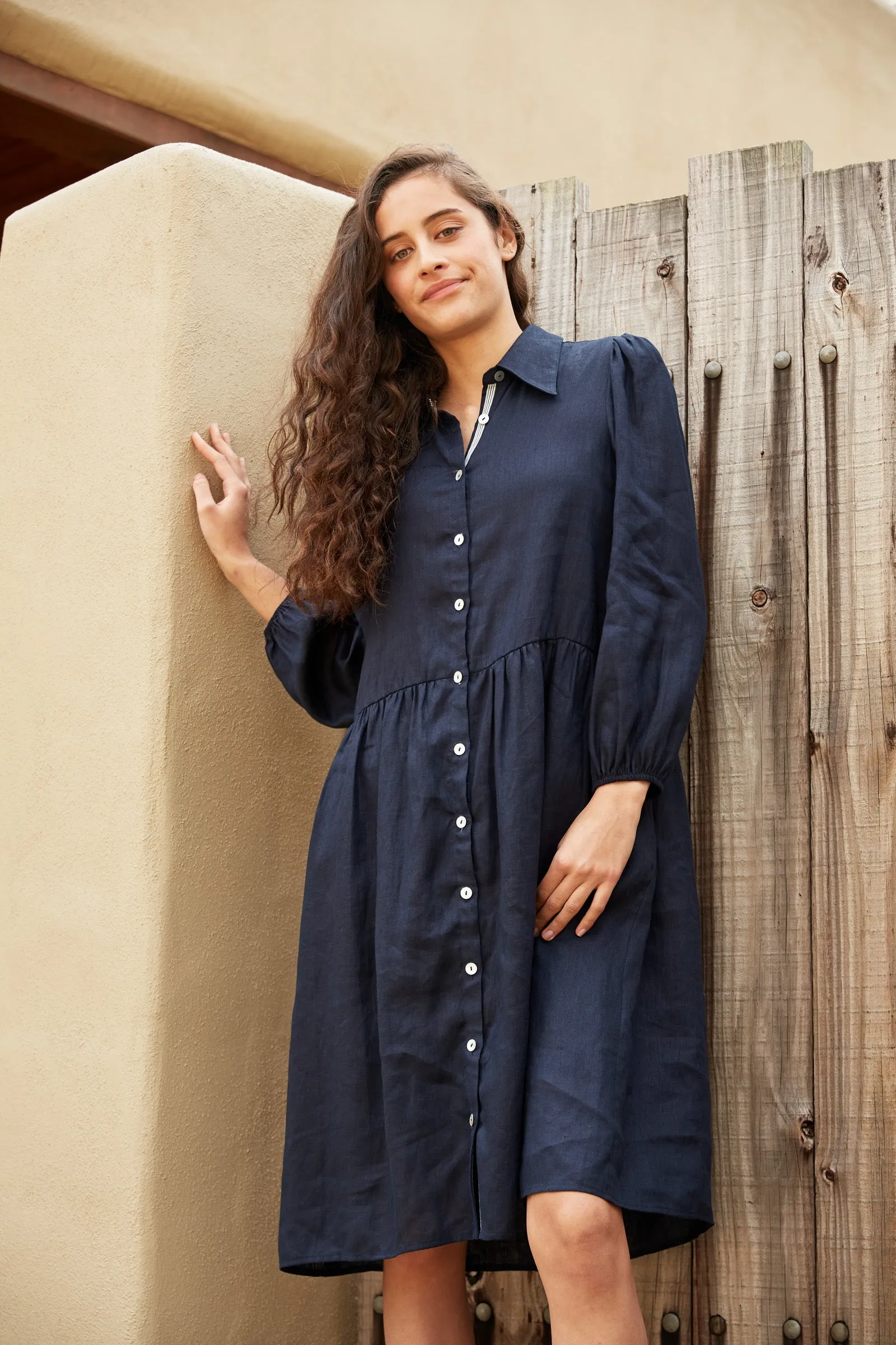 Studio Midi Shirt Dress - Navy