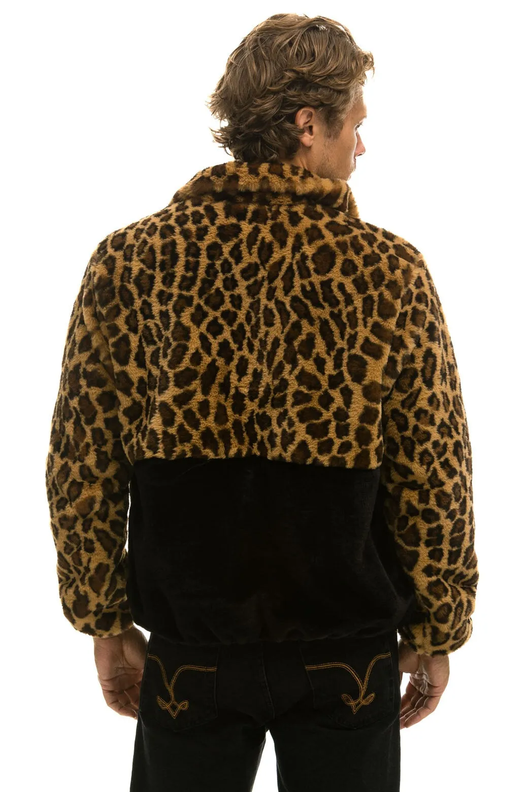 TEDDY UNISEX HALF ZIP COLOR BLOCK JACKET - CHEETAH