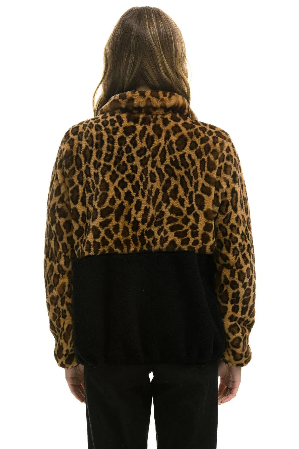 TEDDY UNISEX HALF ZIP COLOR BLOCK JACKET - CHEETAH