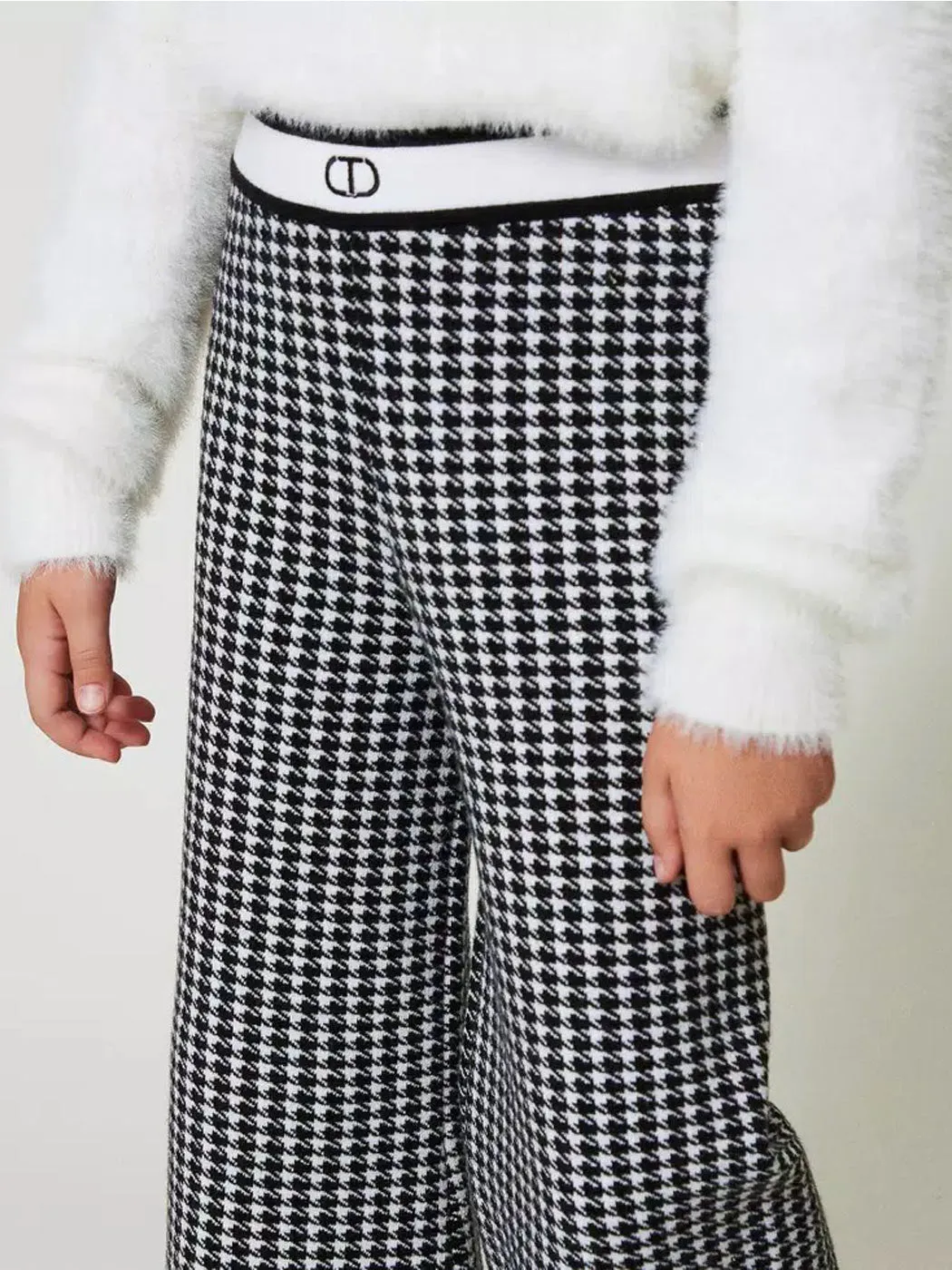 Twinset Girls’ Jacquard trousers with houndstooth motif