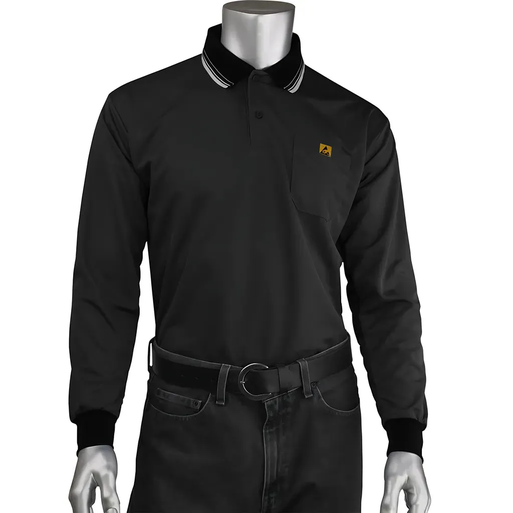 Uniform Technology BP801LC-BK-M Long Sleeve ESD Polo Shirt