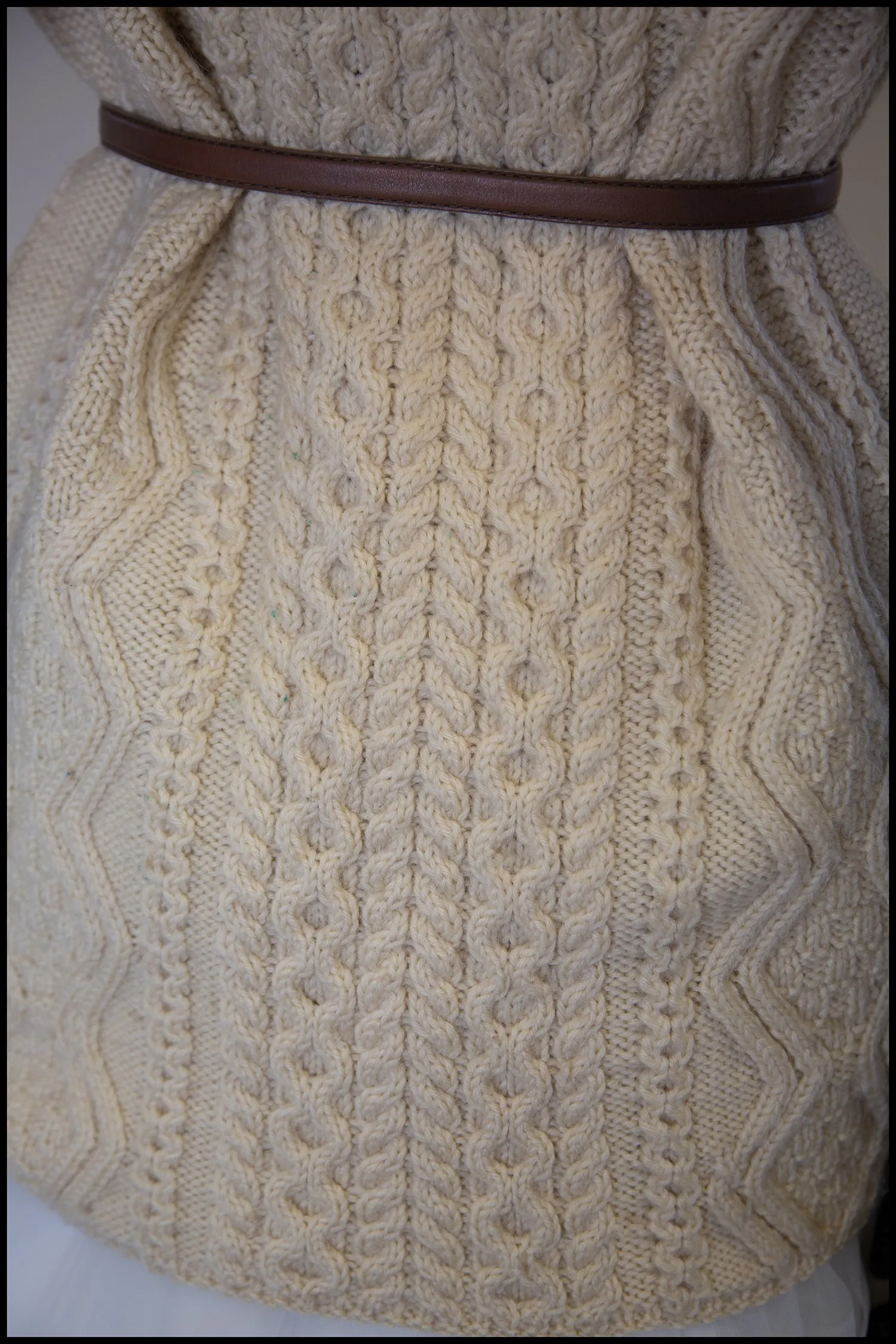 Vintage 1970s Cream Aran Knit Long Cardigan