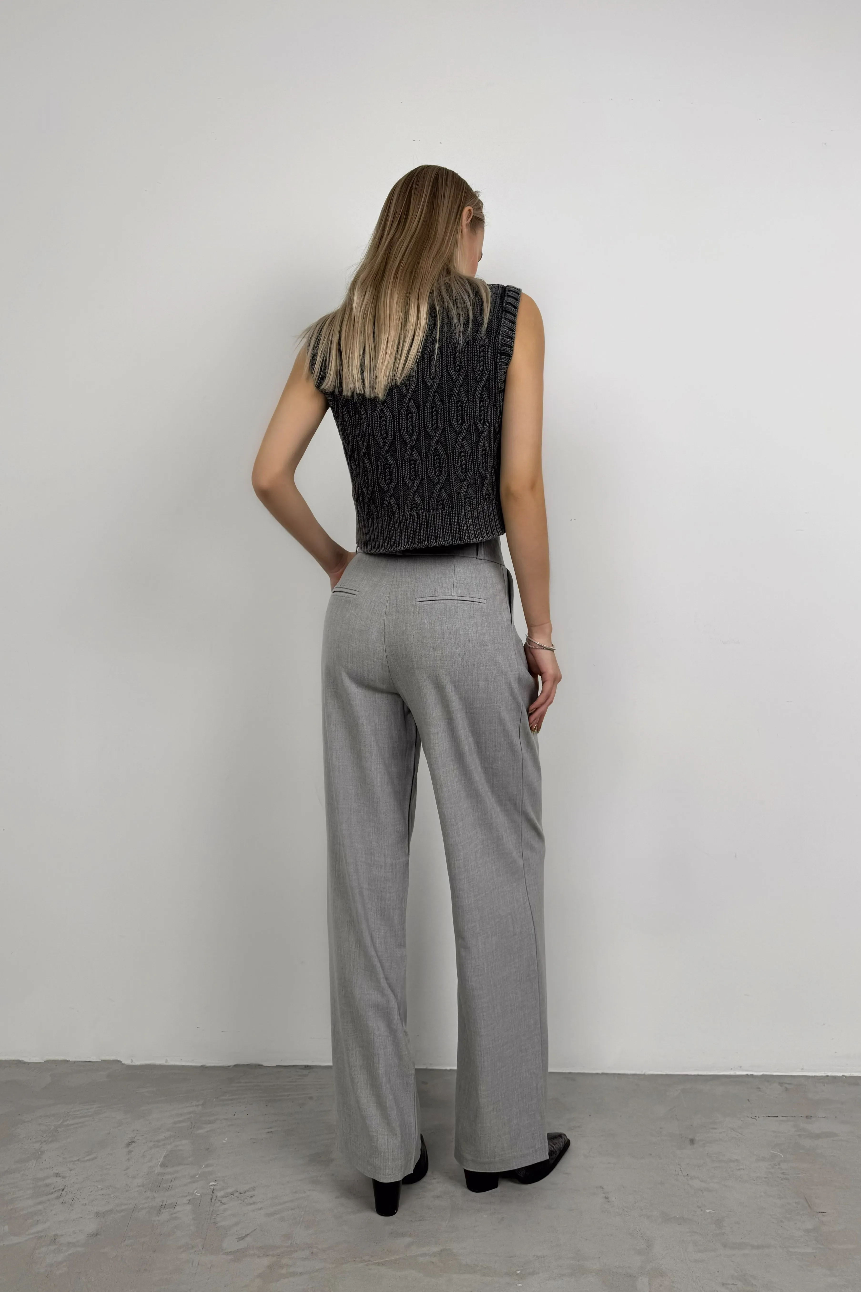 Waist Fold Palazzo Trousers