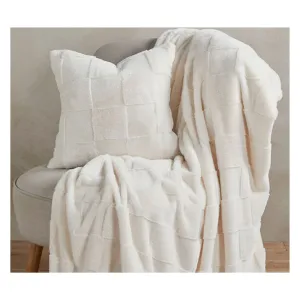 Walton & Co 170cm Cream Margot Sheared Faux Fur Throw