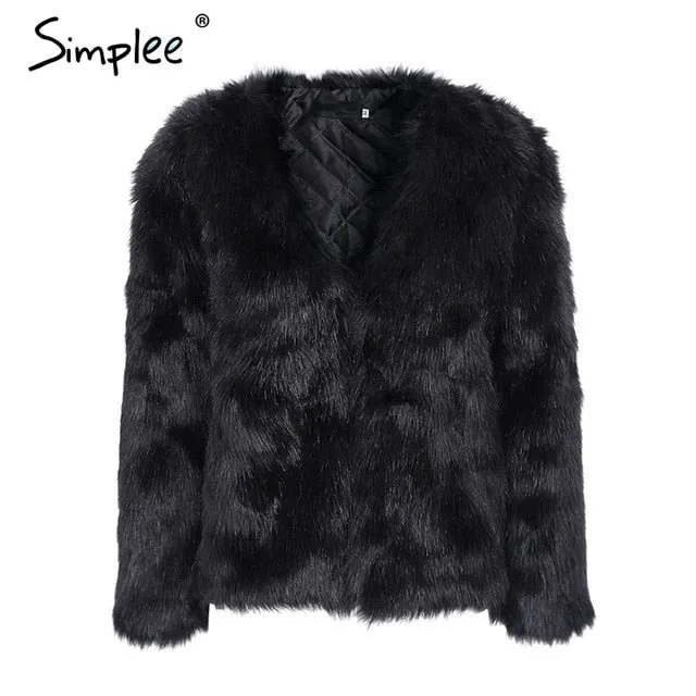 Warm rabbit fur faux fur coat women Autumn chic pink fluffy winter coat female Fashion streetwear outerwear overcoat