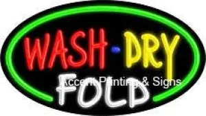 Wash Dry Fold Flashing Handcrafted Real GlassTube Neon Sign